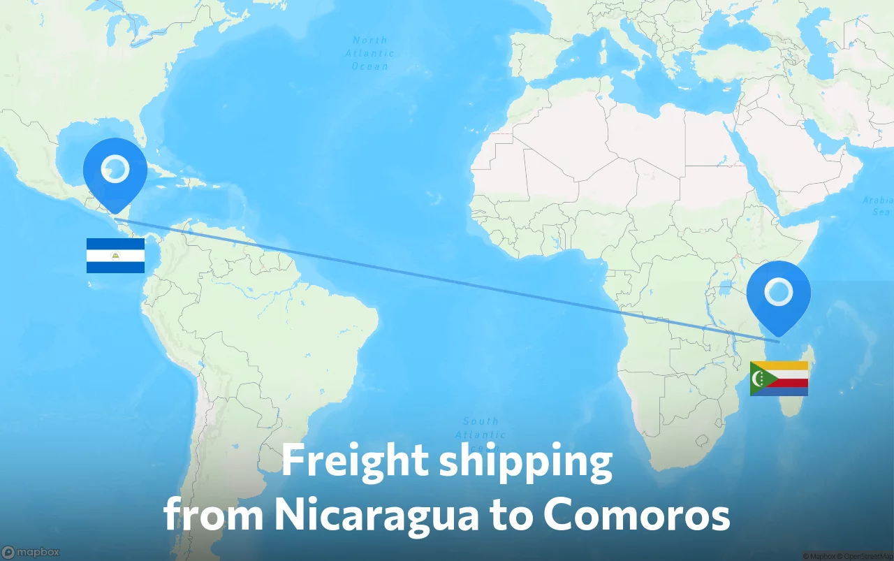 Shipping route from Nicaragua to Comoros