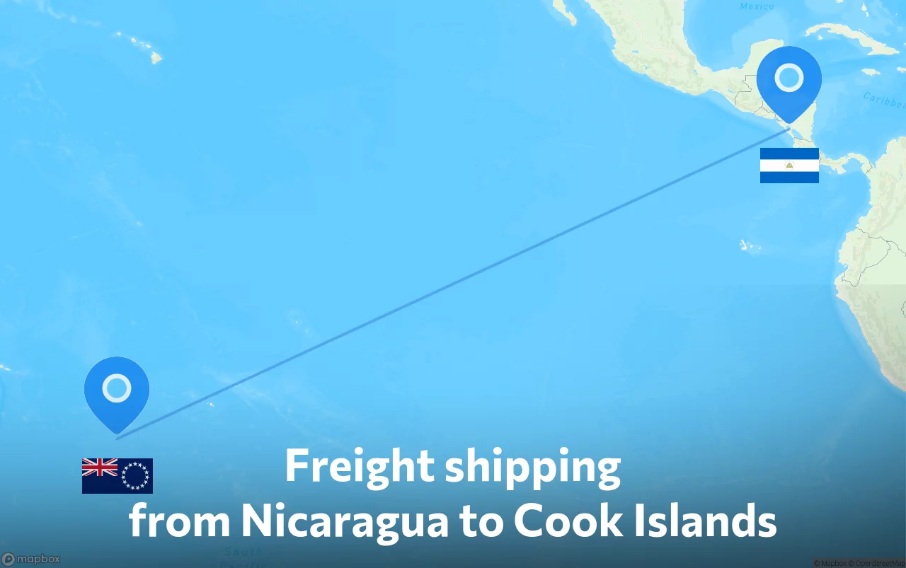 Shipping route from Nicaragua to Cook Islands