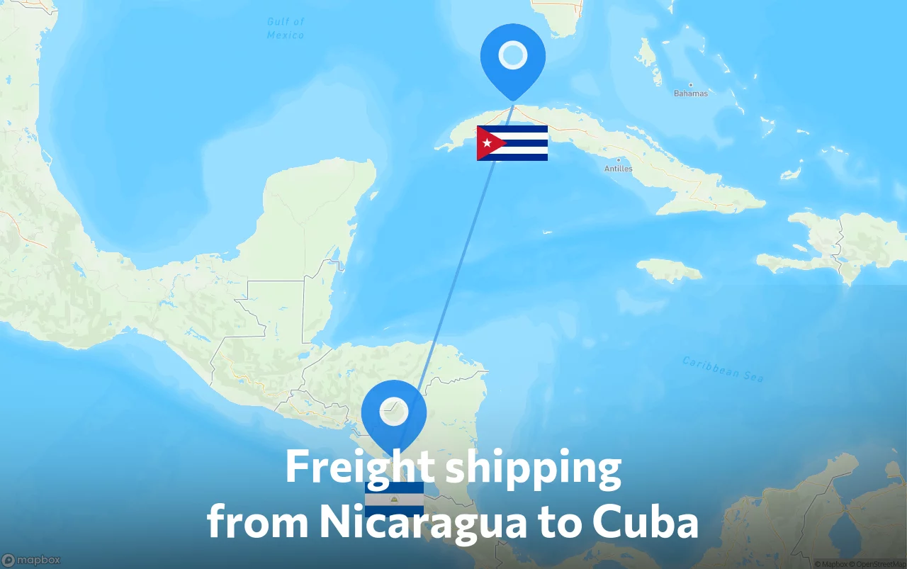 Shipping route from Nicaragua to Cuba