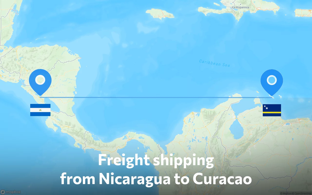 Shipping route from Nicaragua to Curacao
