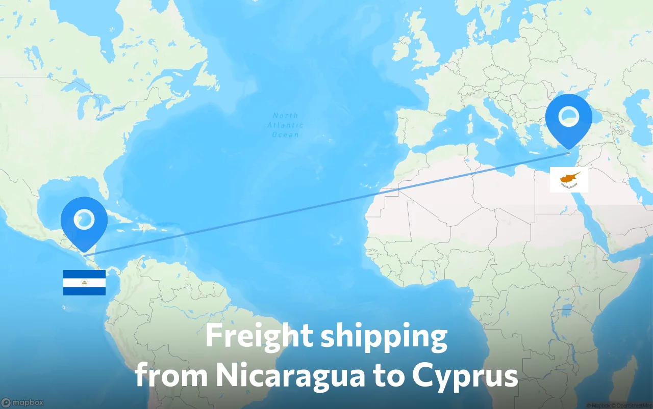 Shipping route from Nicaragua to Cyprus