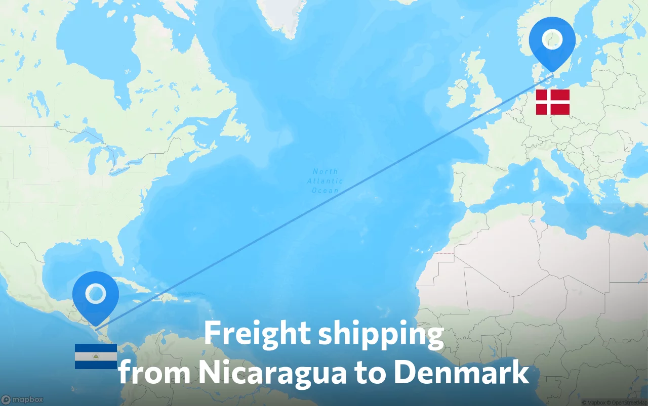 Shipping route from Nicaragua to Denmark