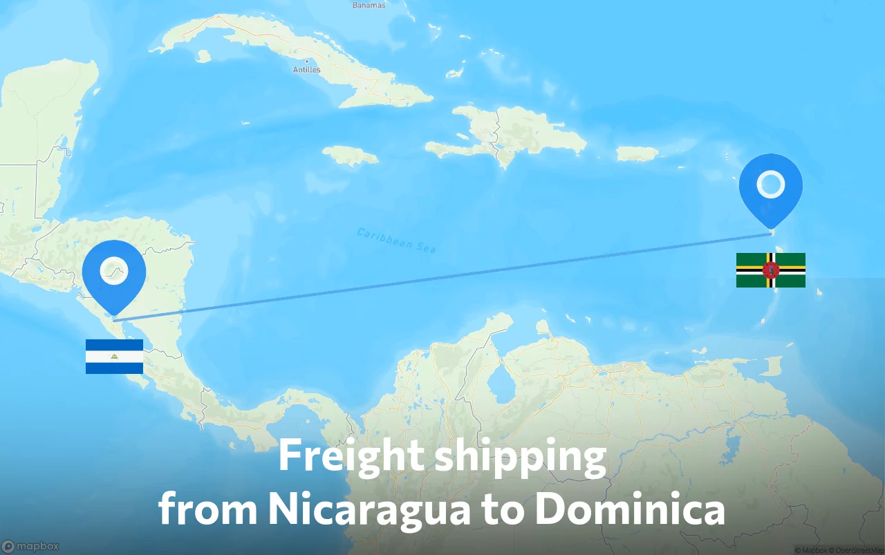 Shipping route from Nicaragua to Dominica