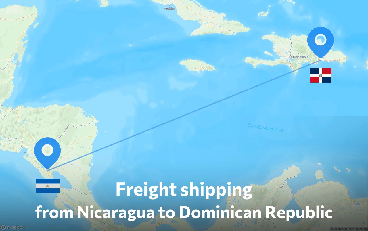 Shipping route from Nicaragua to Dominican Republic