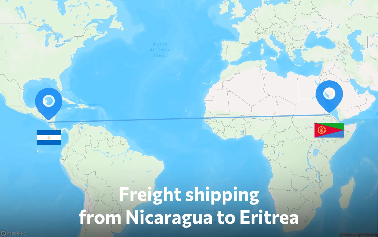 Shipping route from Nicaragua to Eritrea