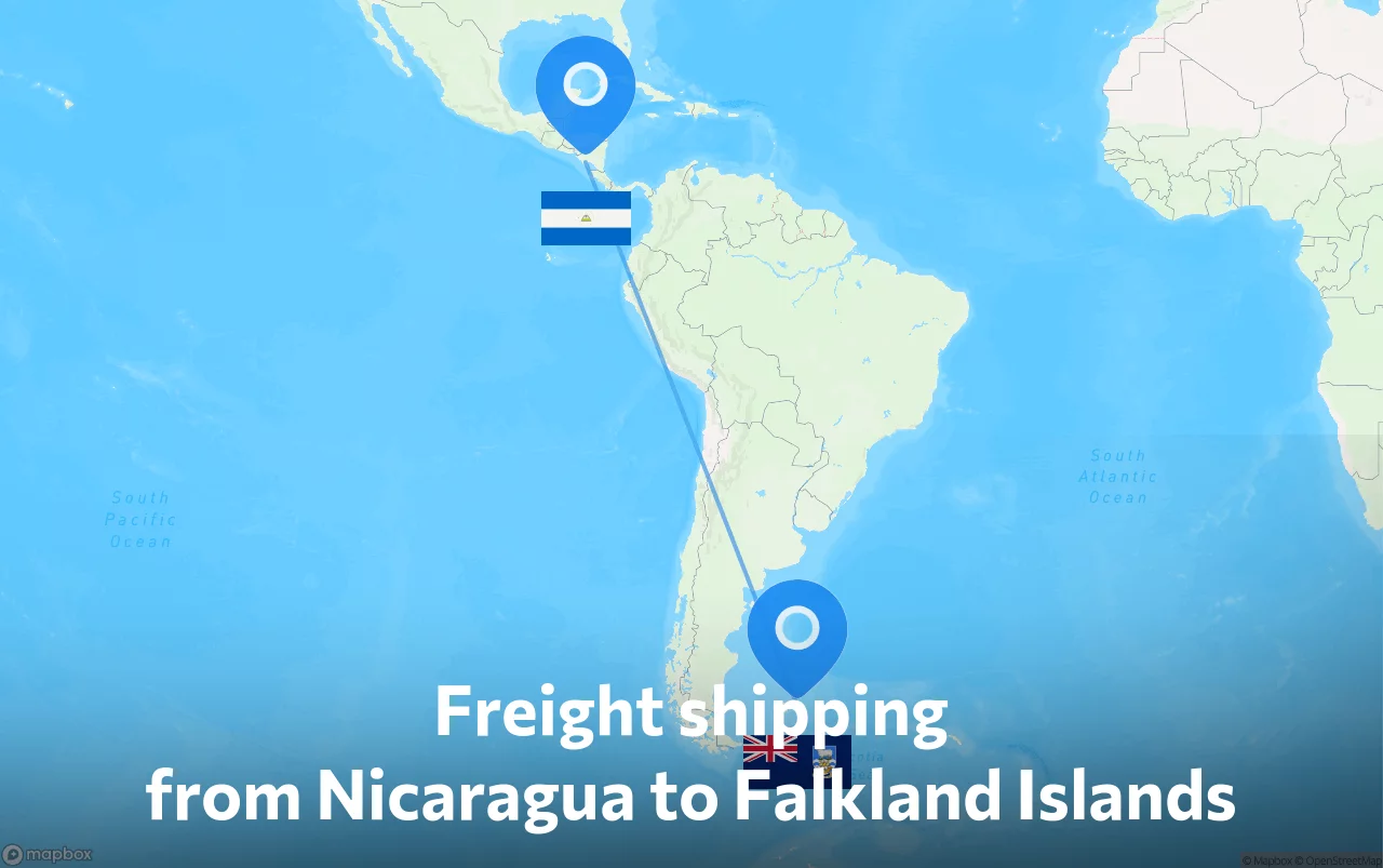 Shipping route from Nicaragua to Falkland Islands