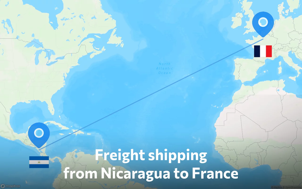 Shipping route from Nicaragua to France