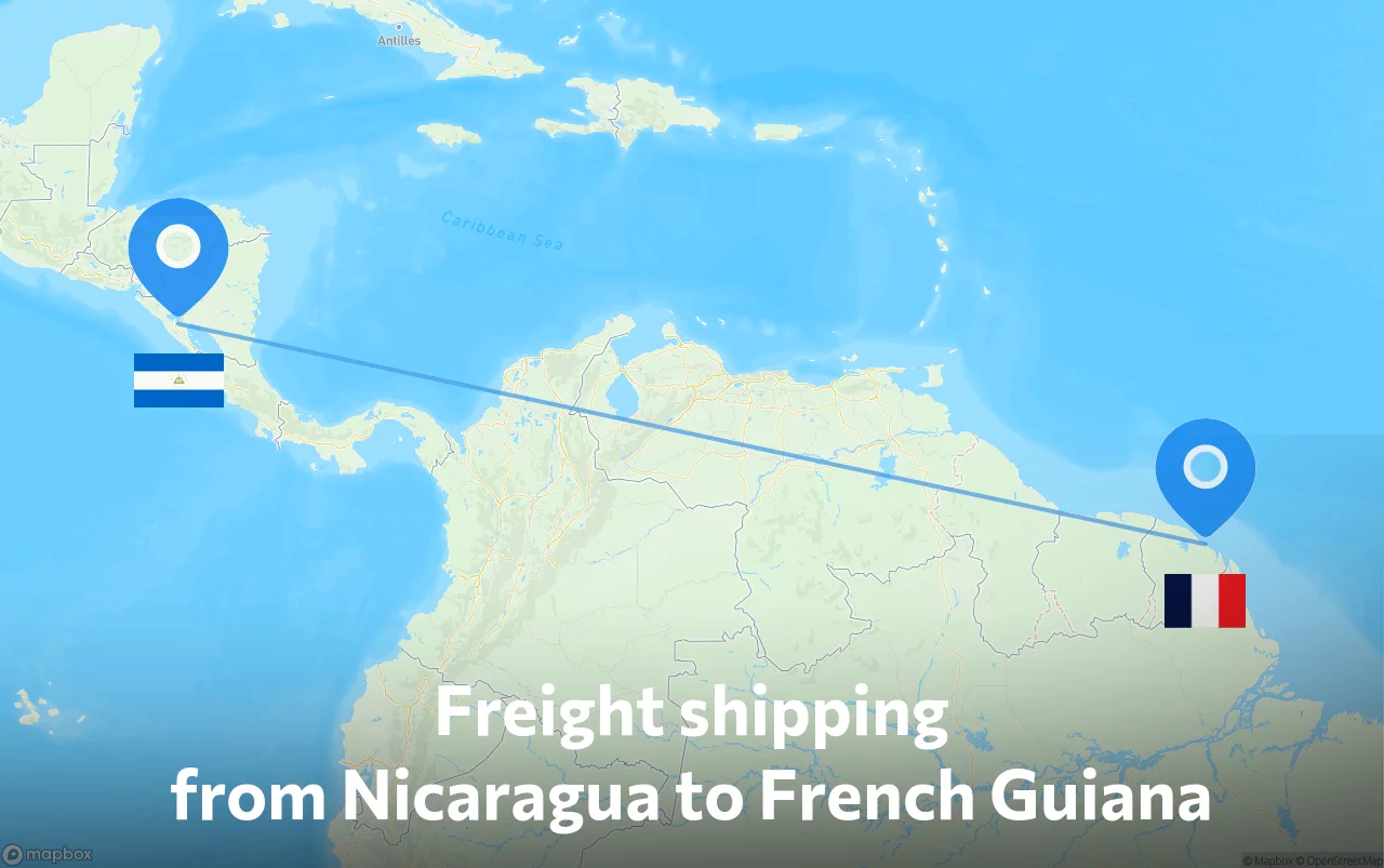Shipping route from Nicaragua to French Guiana