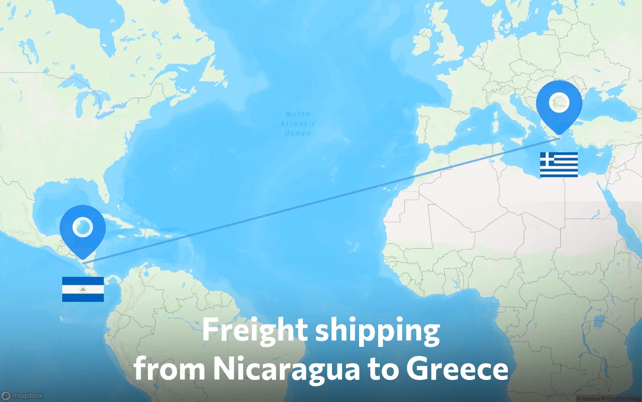 Shipping route from Nicaragua to Greece