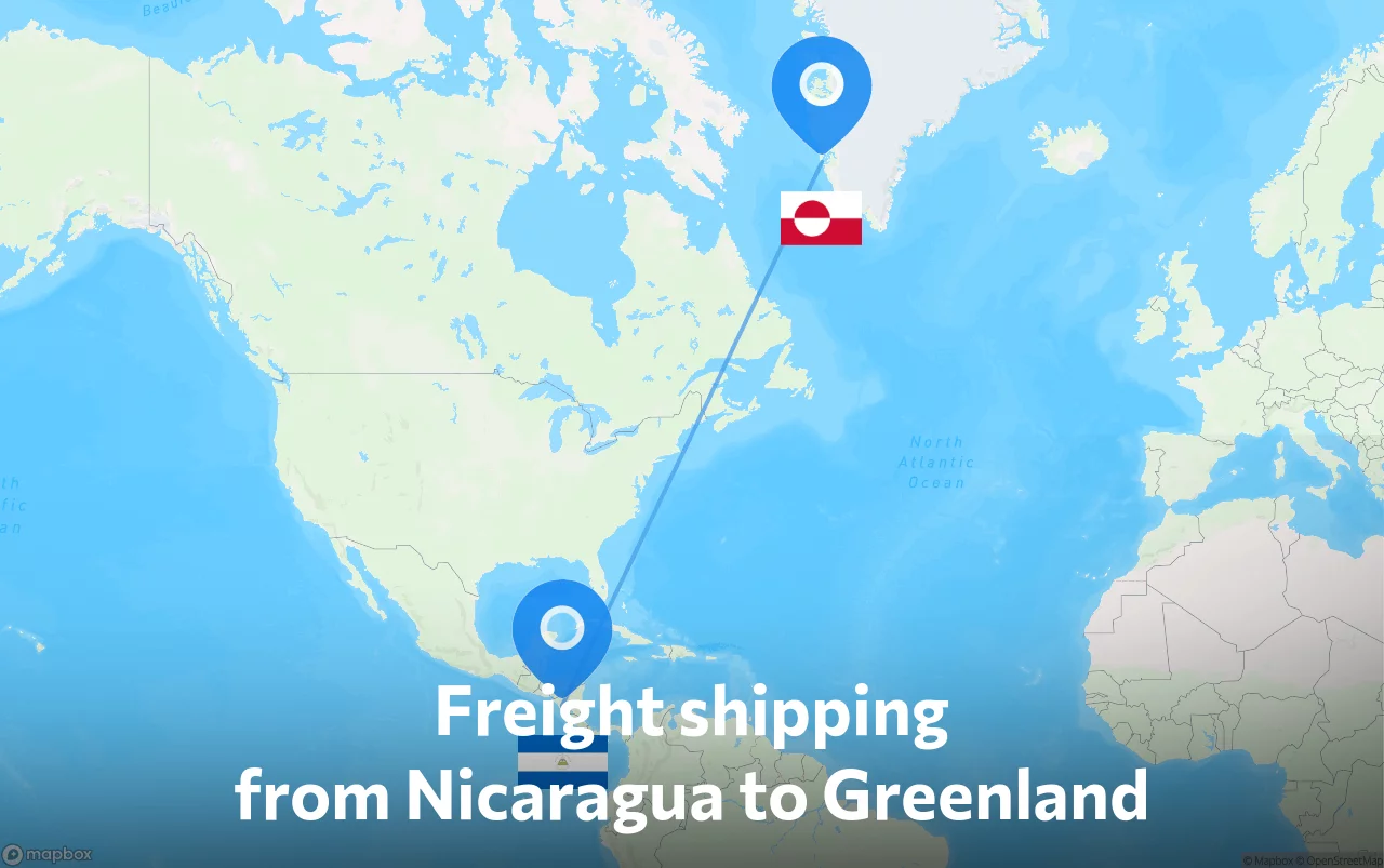 Shipping route from Nicaragua to Greenland