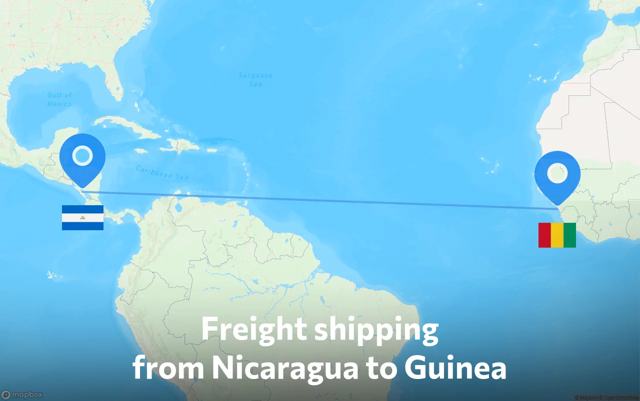 Shipping route from Nicaragua to Guinea