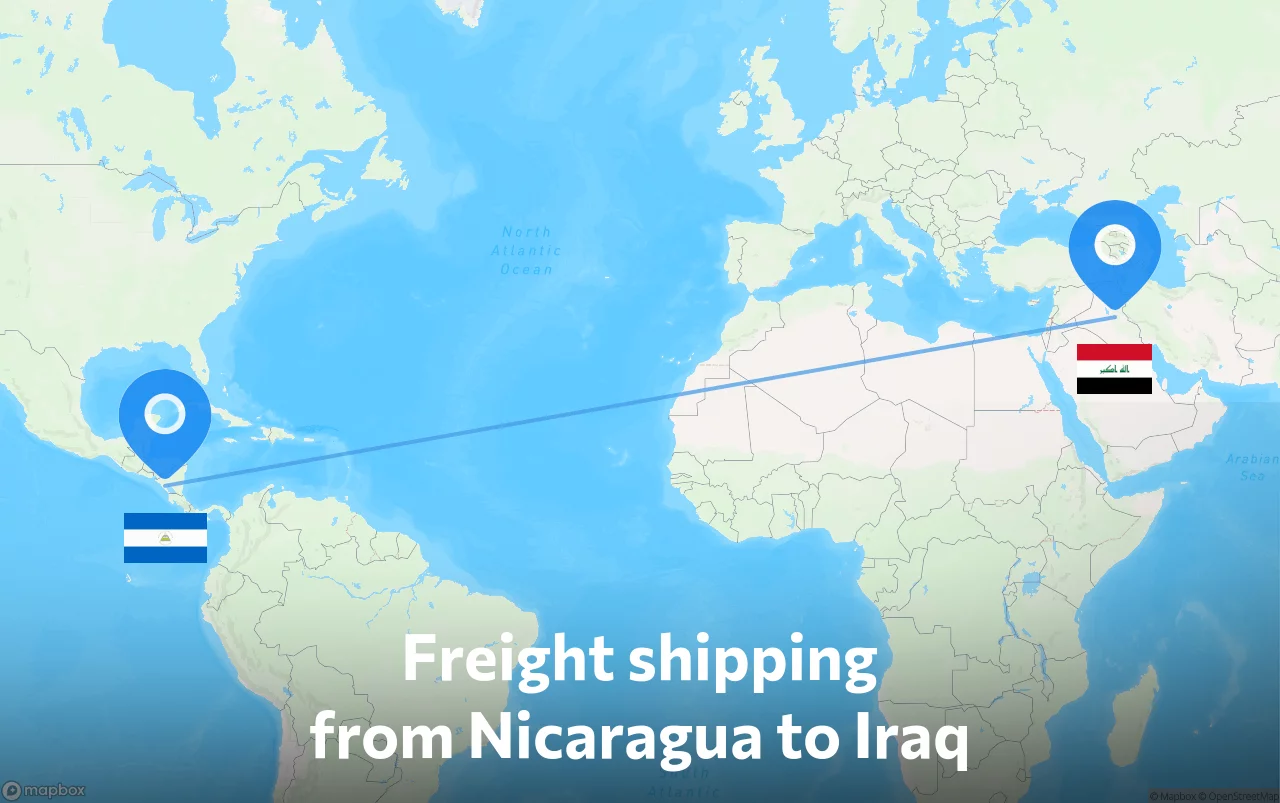 Shipping route from Nicaragua to Iraq