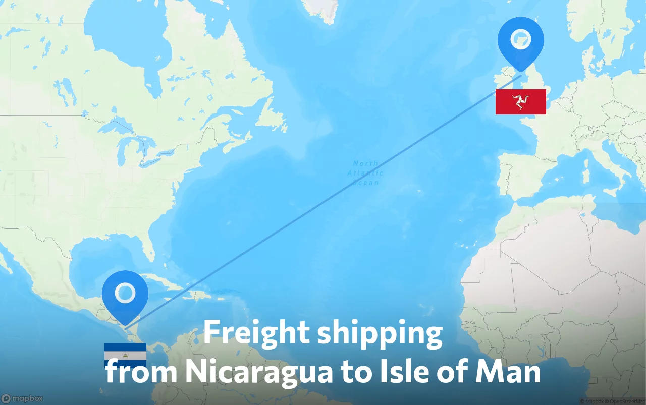 Shipping route from Nicaragua to Isle of Man