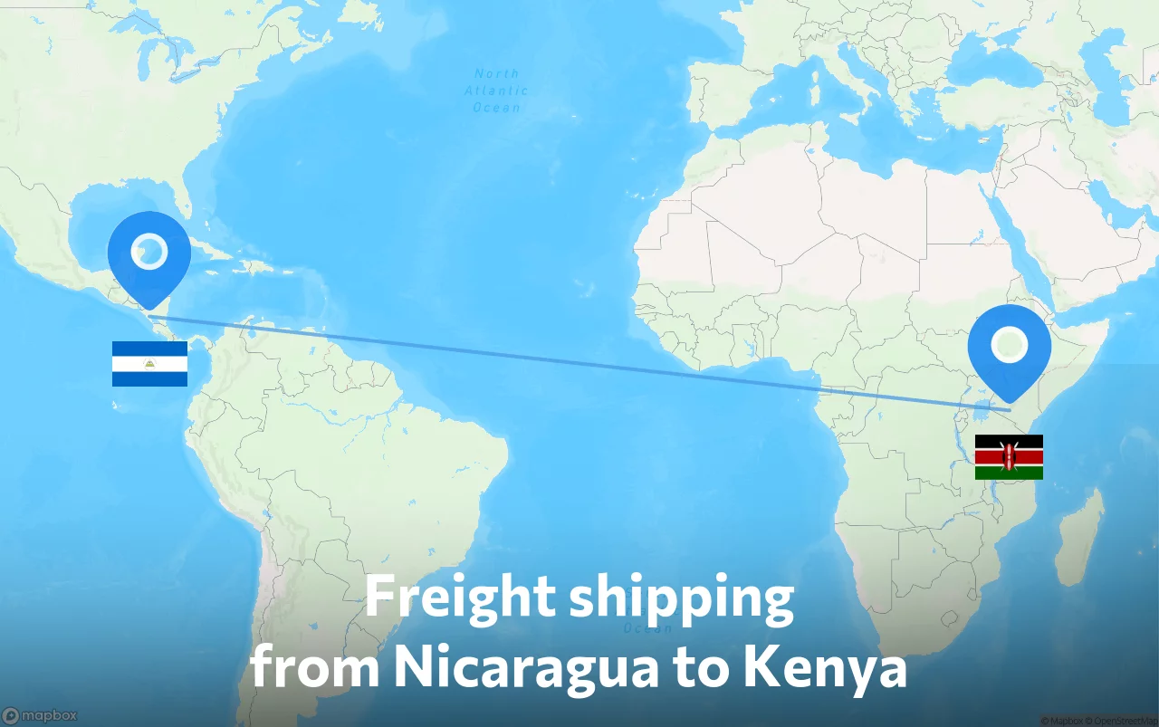 Shipping route from Nicaragua to Kenya