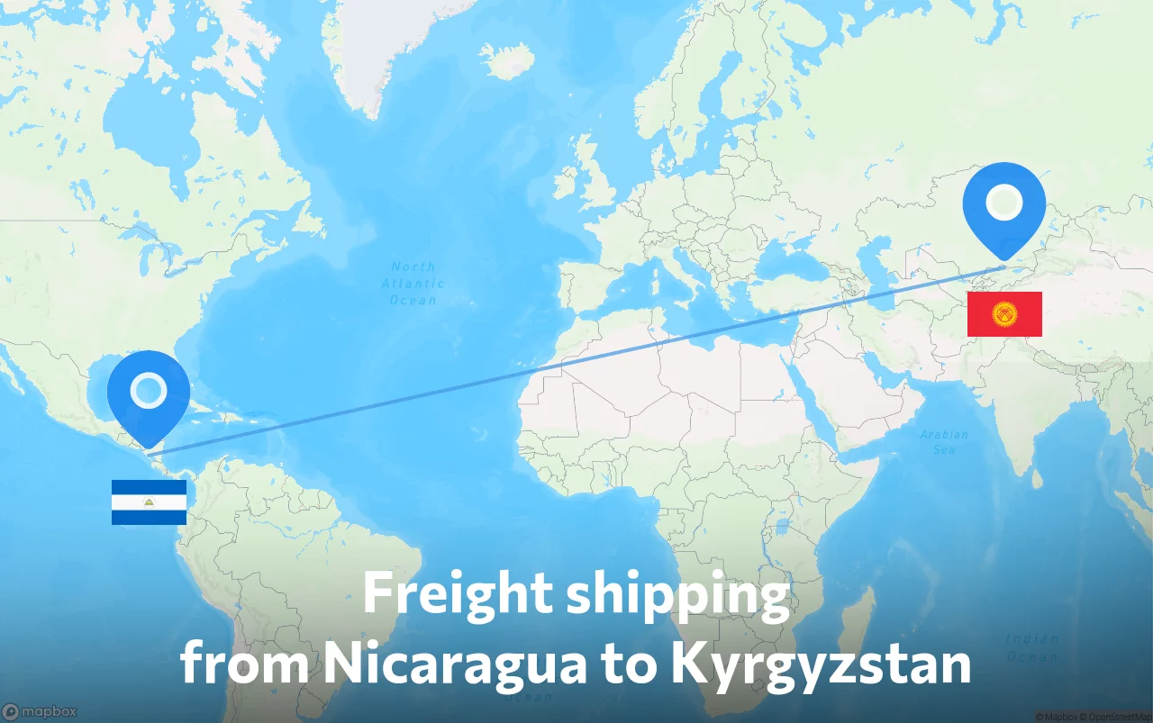 Shipping route from Nicaragua to Kyrgyzstan