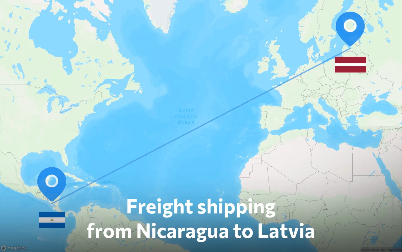 Shipping route from Nicaragua to Latvia
