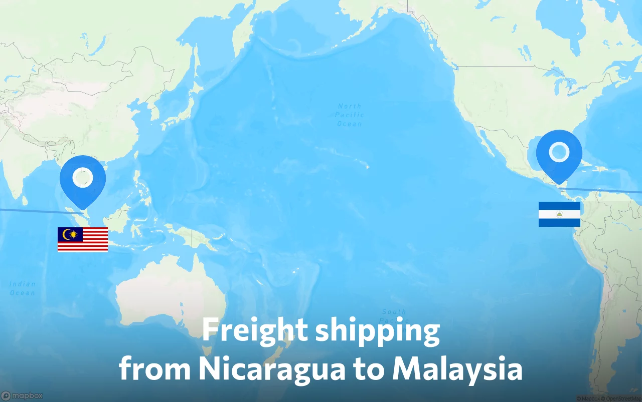 Shipping route from Nicaragua to Malaysia