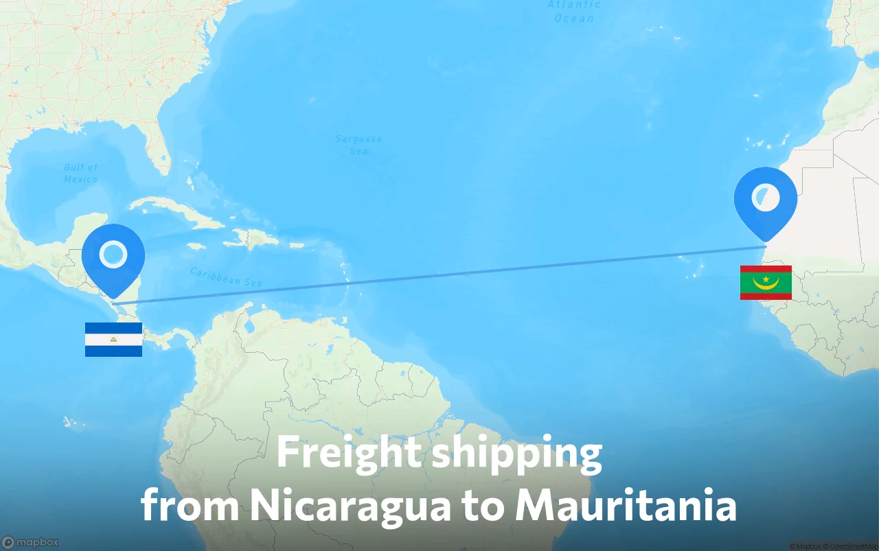 Shipping route from Nicaragua to Mauritania