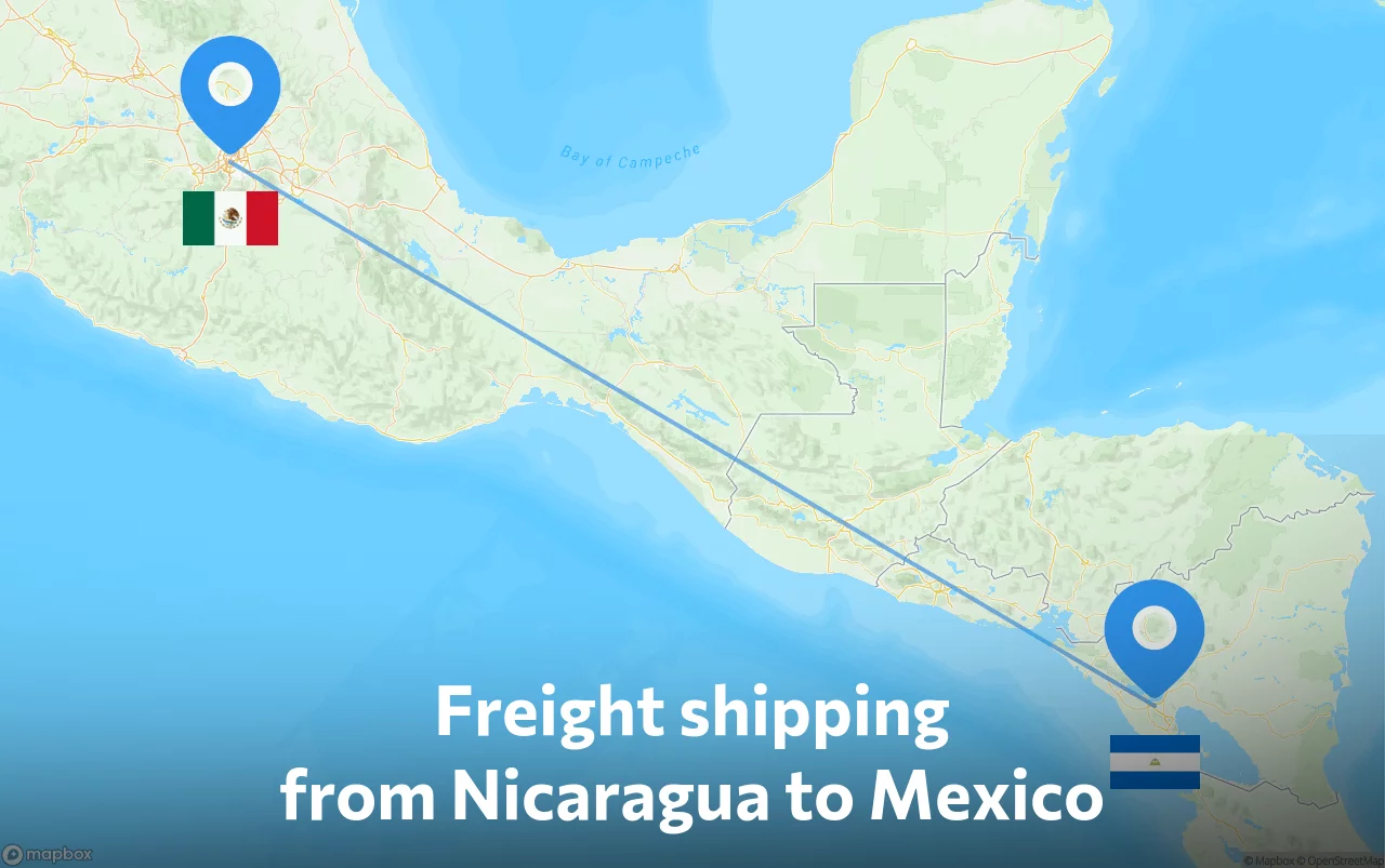 Shipping route from Nicaragua to Mexico