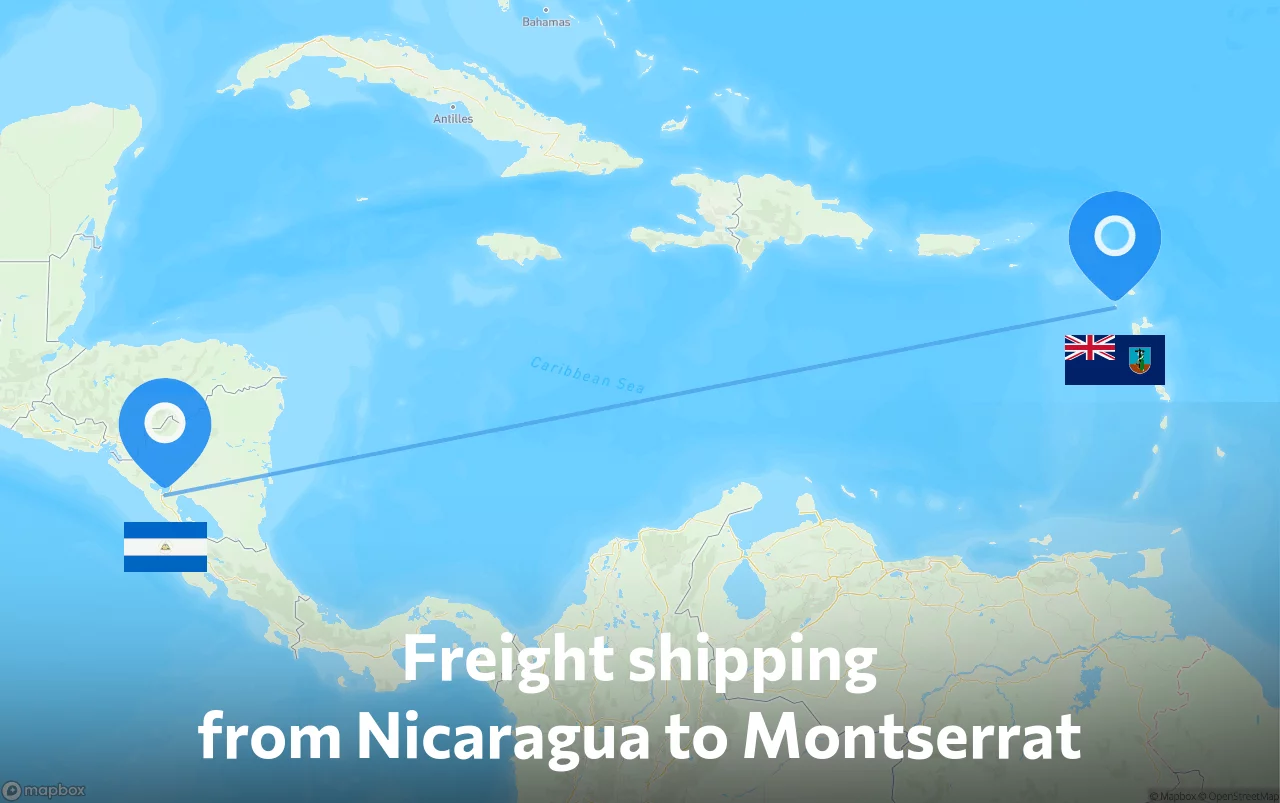 Shipping route from Nicaragua to Montserrat
