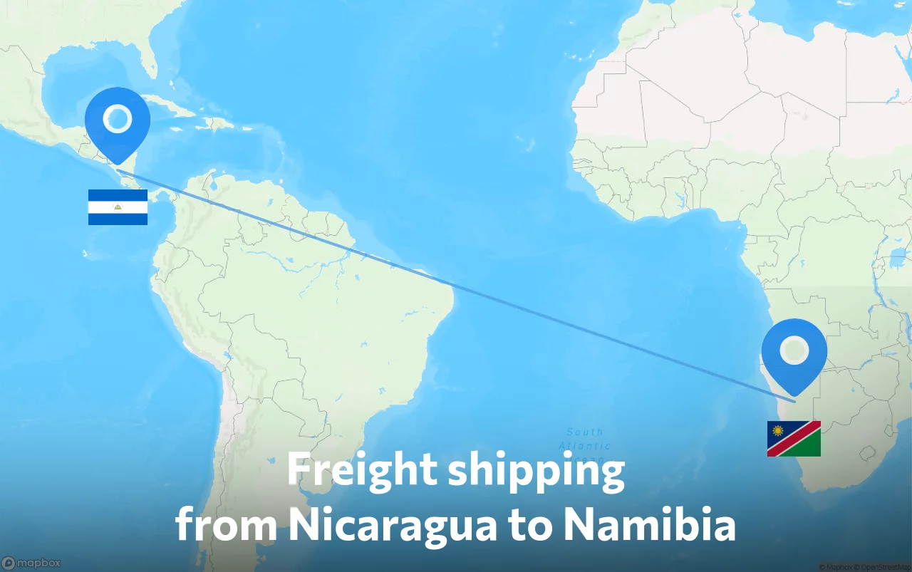 Shipping route from Nicaragua to Namibia