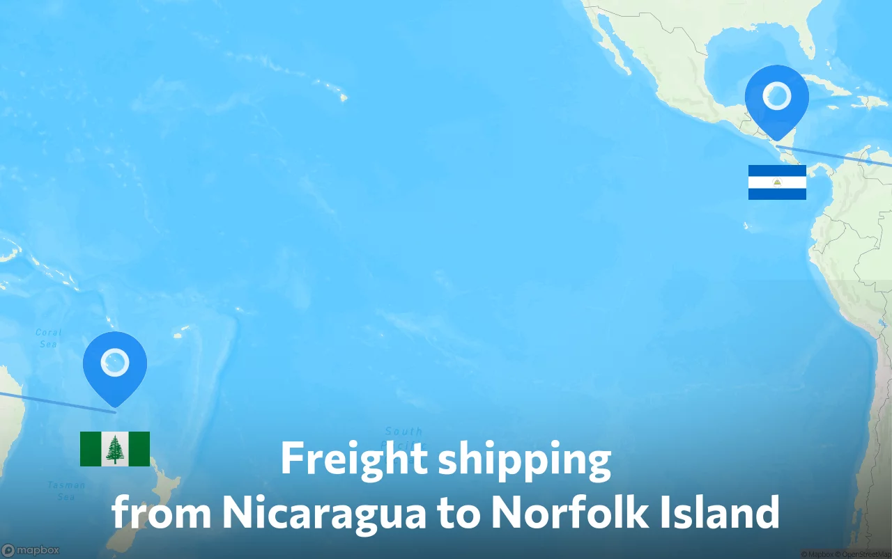 Shipping route from Nicaragua to Norfolk Island