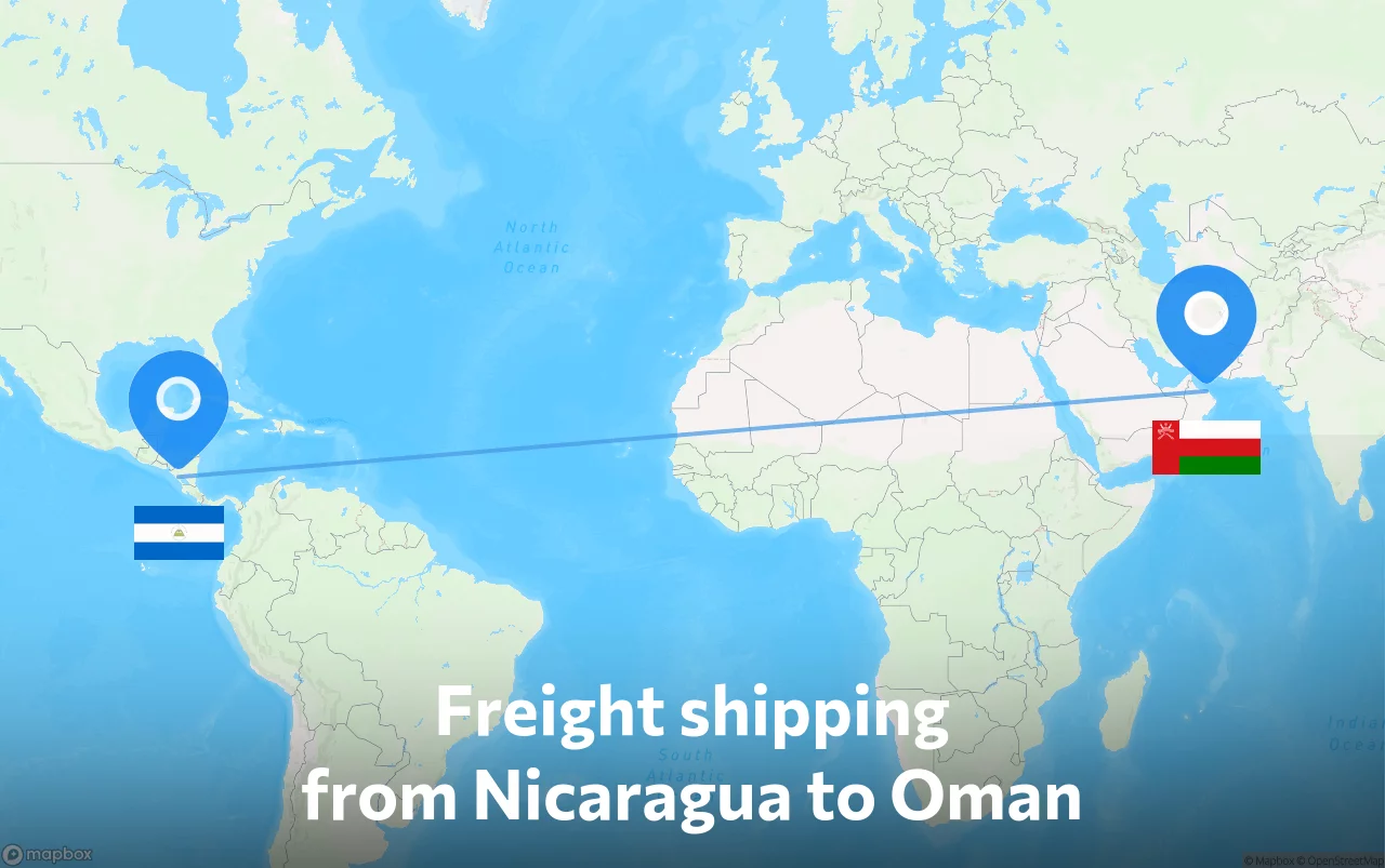 Shipping route from Nicaragua to Oman