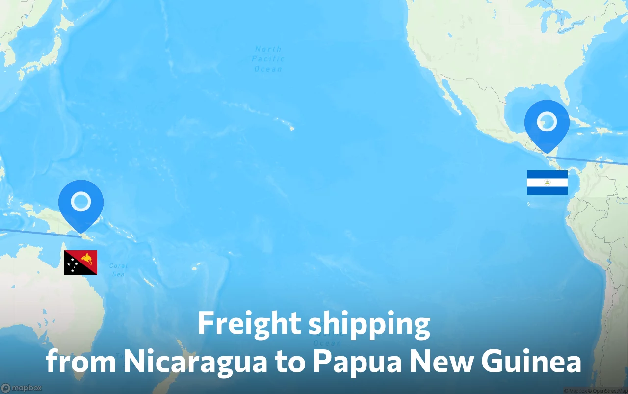 Shipping route from Nicaragua to Papua New Guinea
