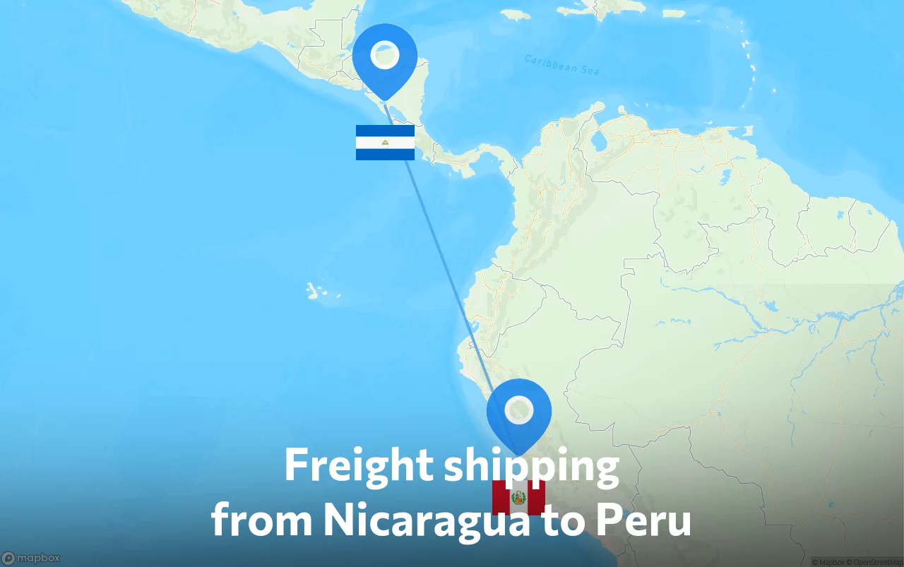 Shipping route from Nicaragua to Peru