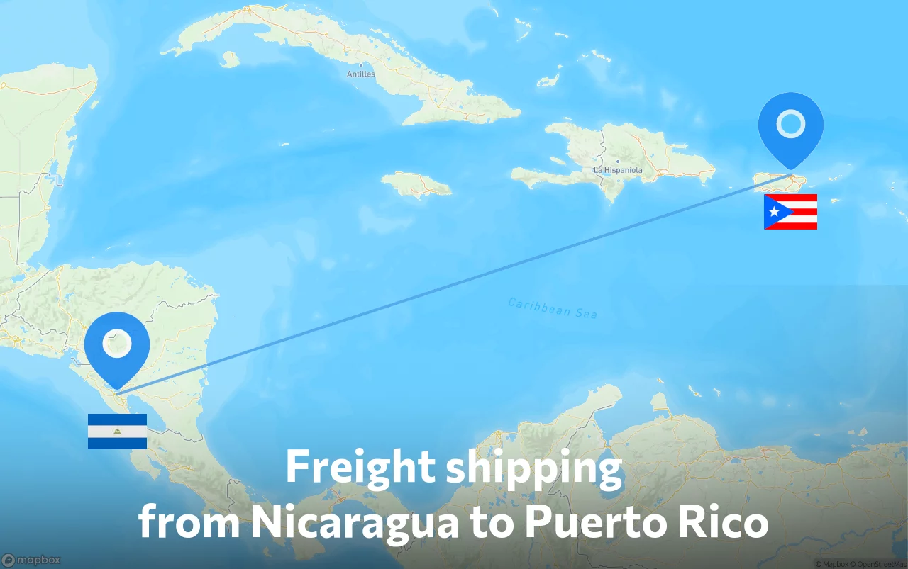 Shipping route from Nicaragua to Puerto Rico