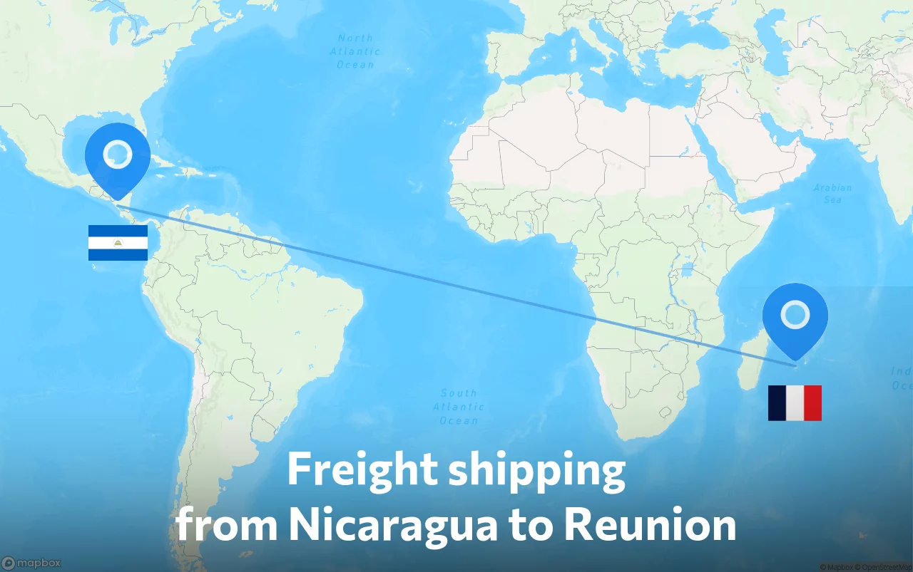 Shipping route from Nicaragua to Reunion