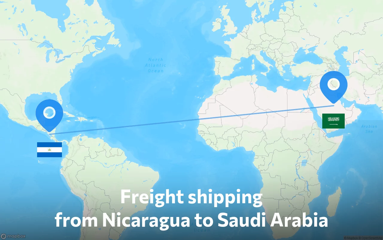 Shipping route from Nicaragua to Saudi Arabia
