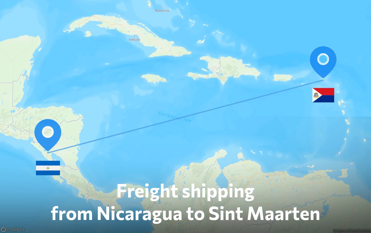 Shipping route from Nicaragua to Sint Maarten