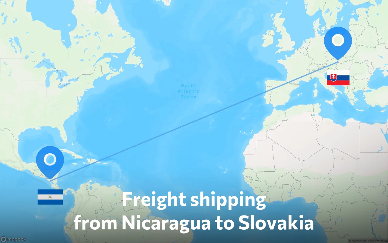 Shipping route from Nicaragua to Slovakia
