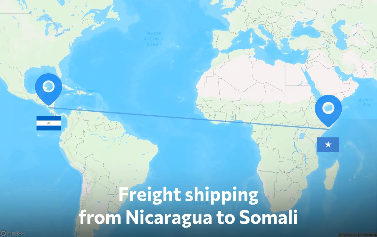 Shipping route from Nicaragua to Somali