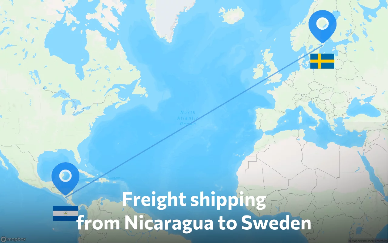 Shipping route from Nicaragua to Sweden