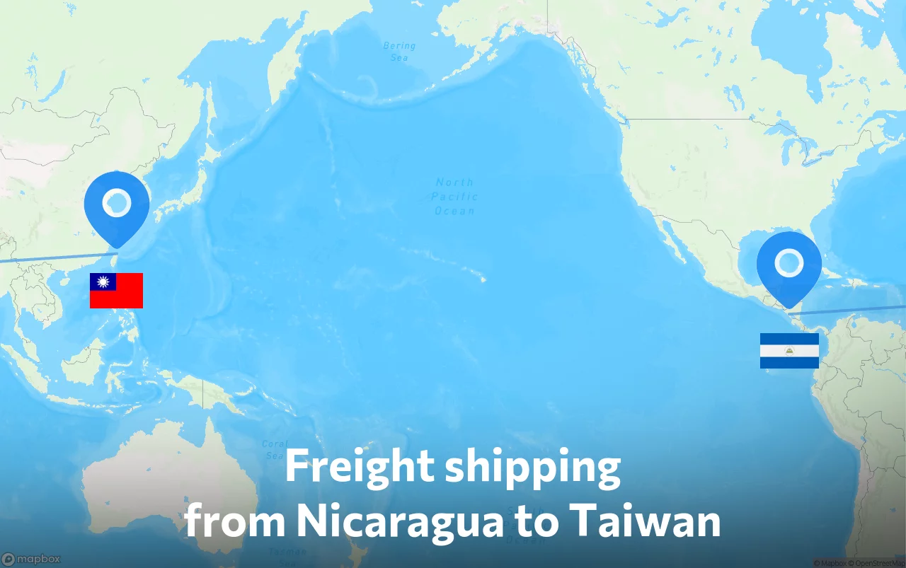 Shipping route from Nicaragua to Taiwan