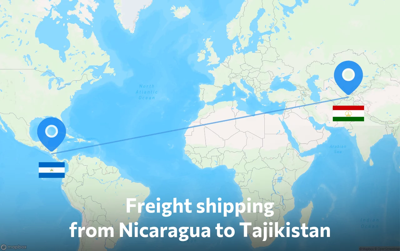Shipping route from Nicaragua to Tajikistan