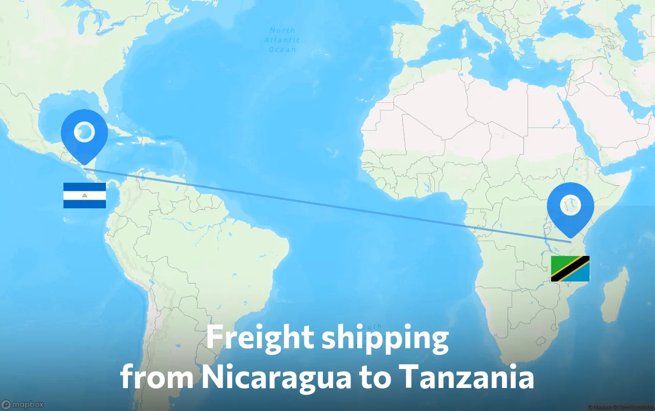 Shipping route from Nicaragua to Tanzania