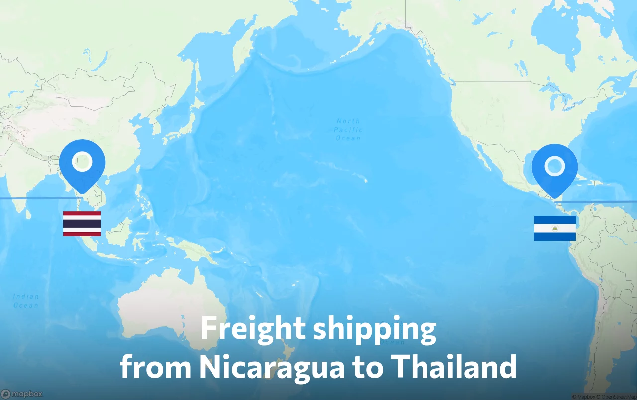 Shipping route from Nicaragua to Thailand