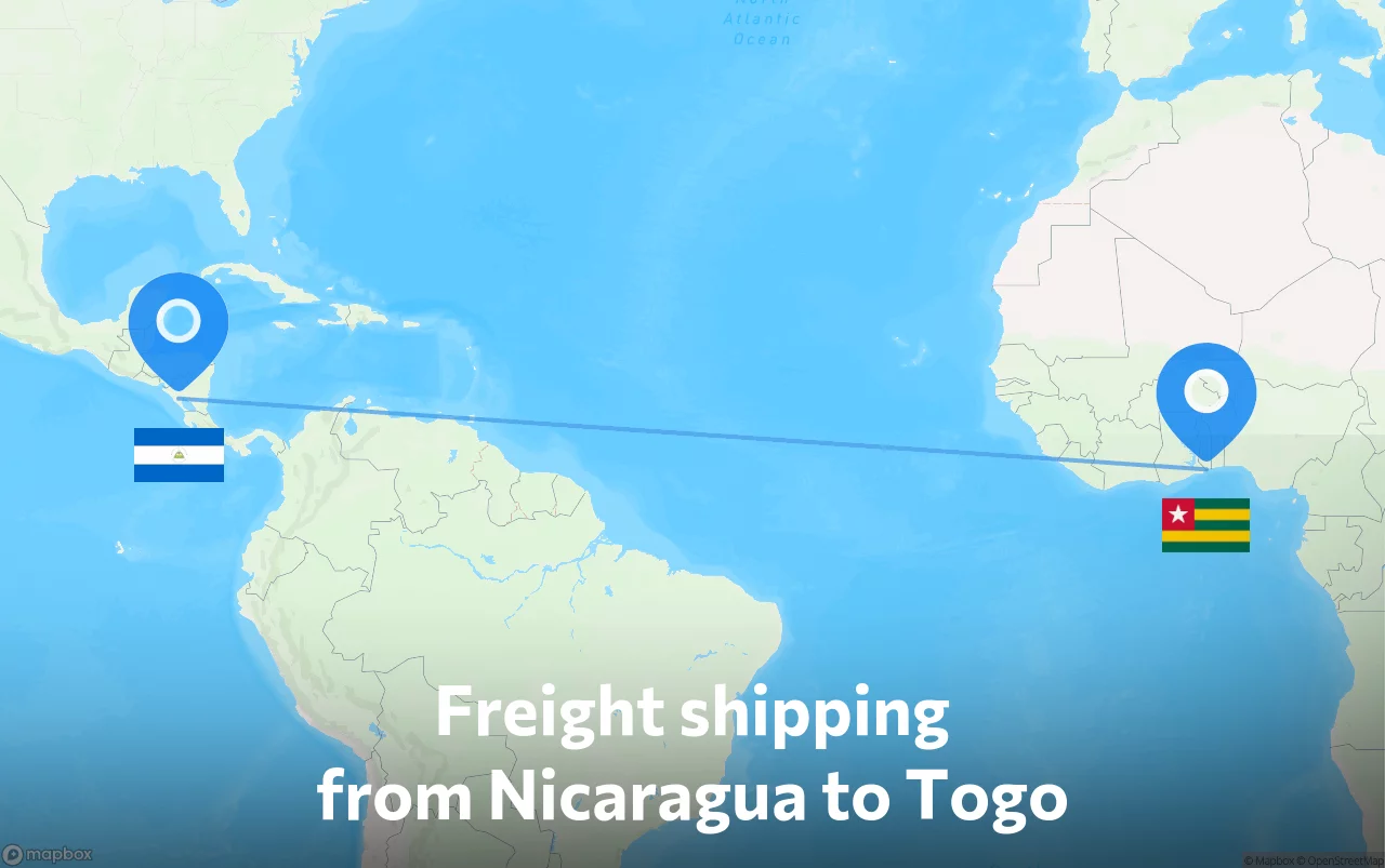 Shipping route from Nicaragua to Togo