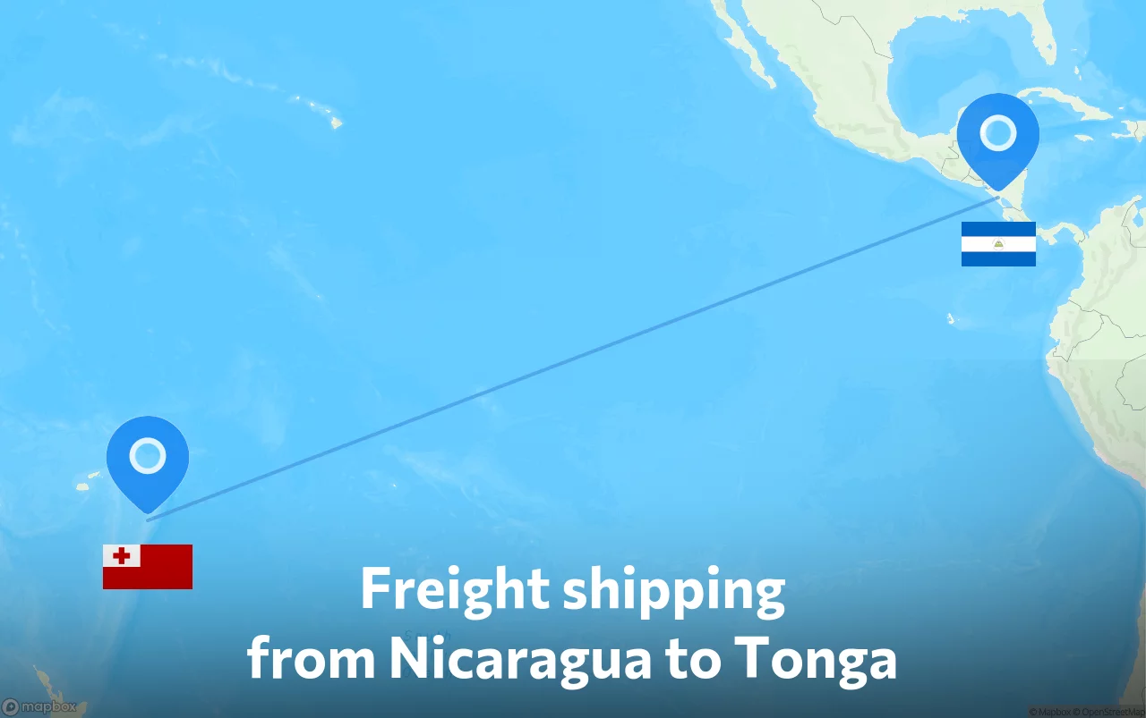 Shipping route from Nicaragua to Tonga