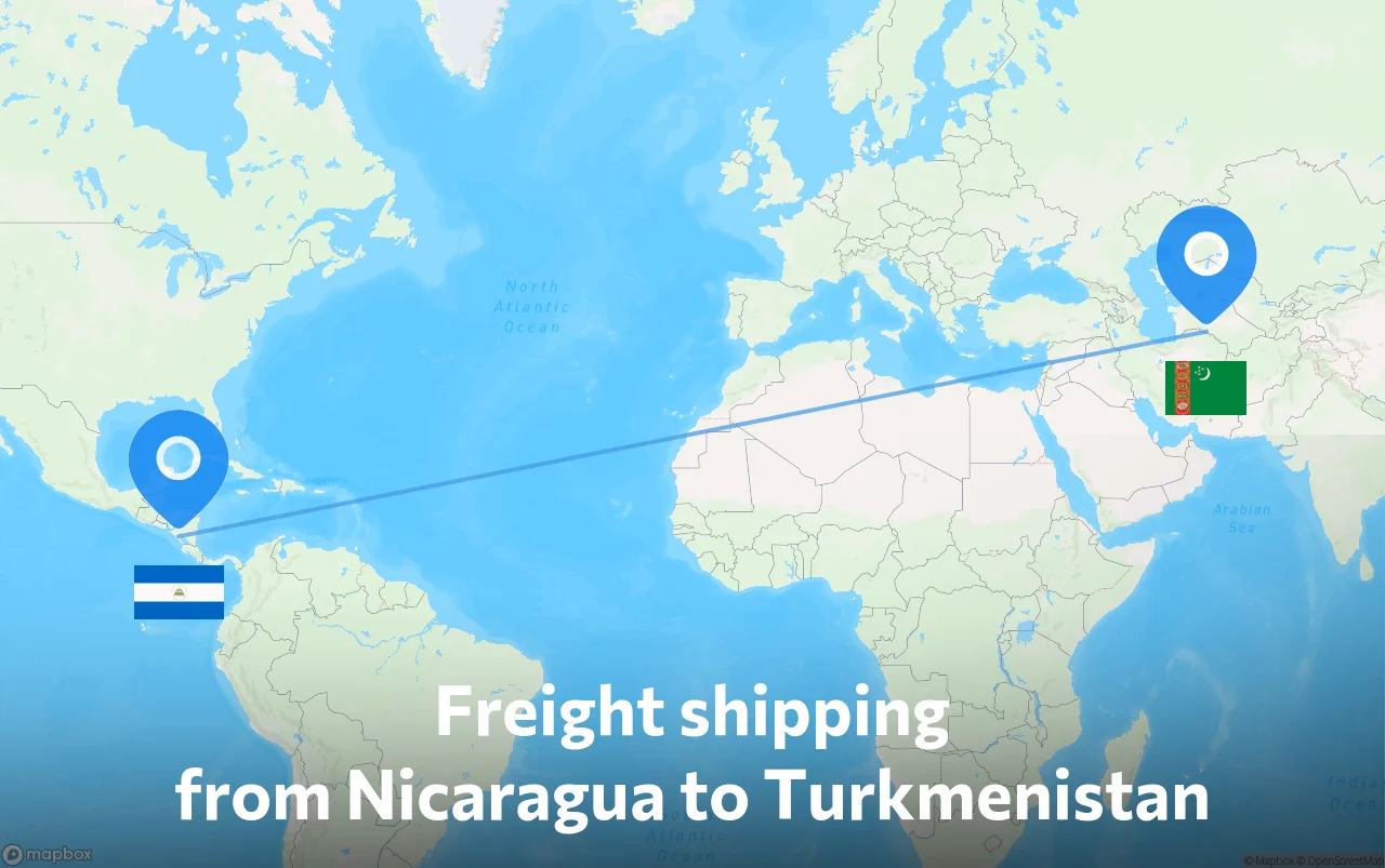 Shipping route from Nicaragua to Turkmenistan