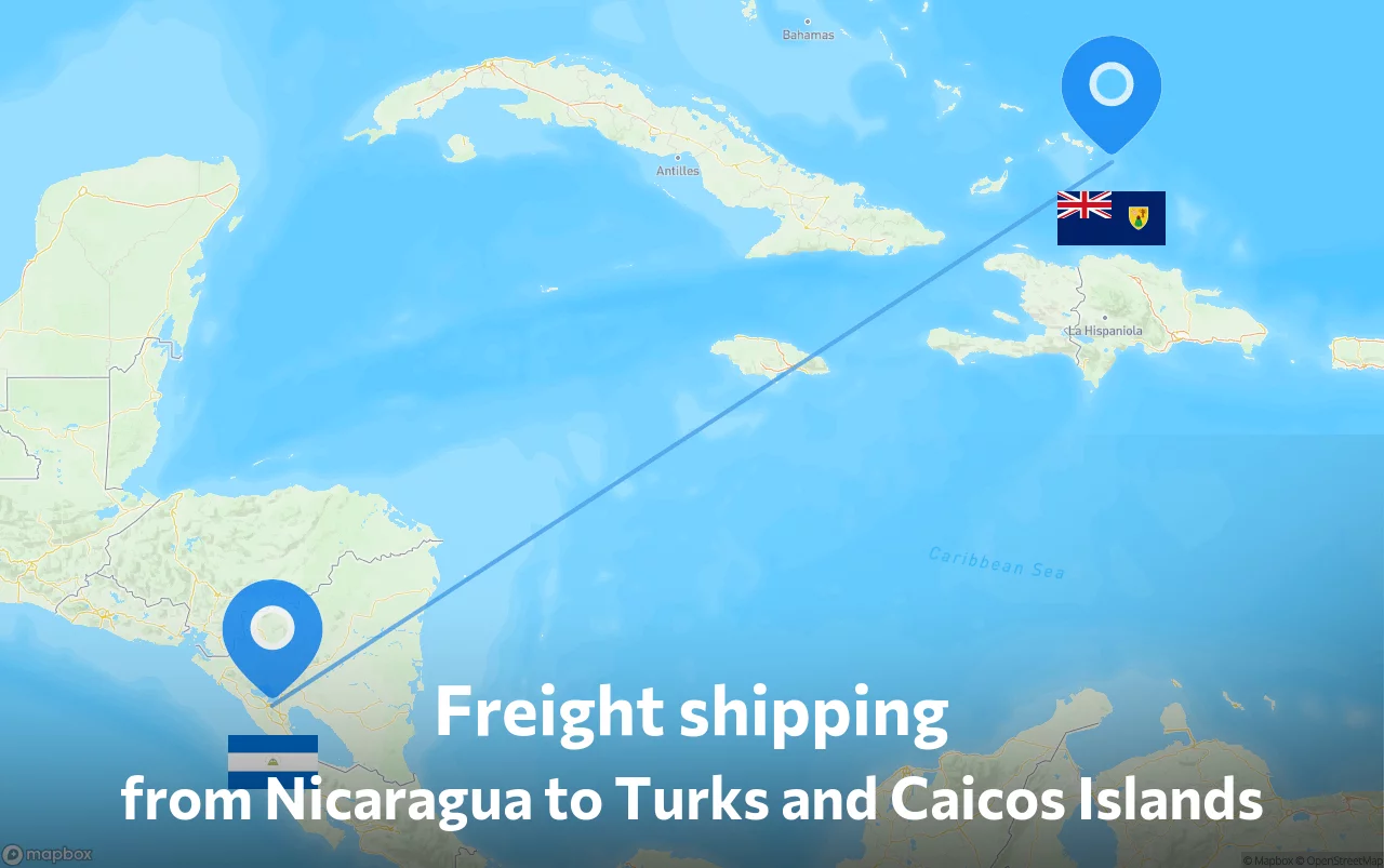 Shipping route from Nicaragua to Turks and Caicos Islands