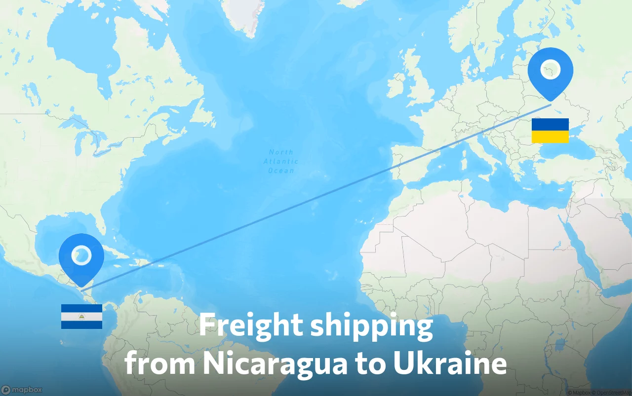 Shipping route from Nicaragua to Ukraine