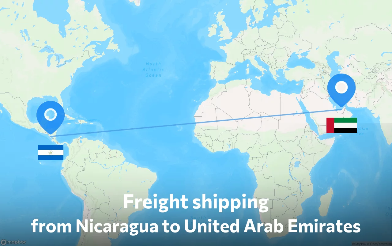 Shipping route from Nicaragua to United Arab Emirates