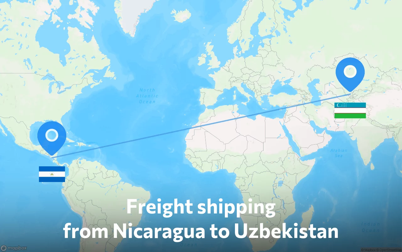 Shipping route from Nicaragua to Uzbekistan