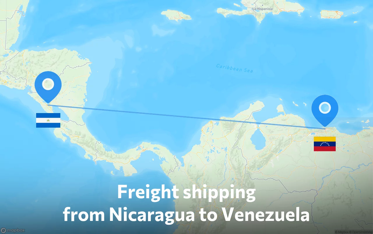 Shipping route from Nicaragua to Venezuela