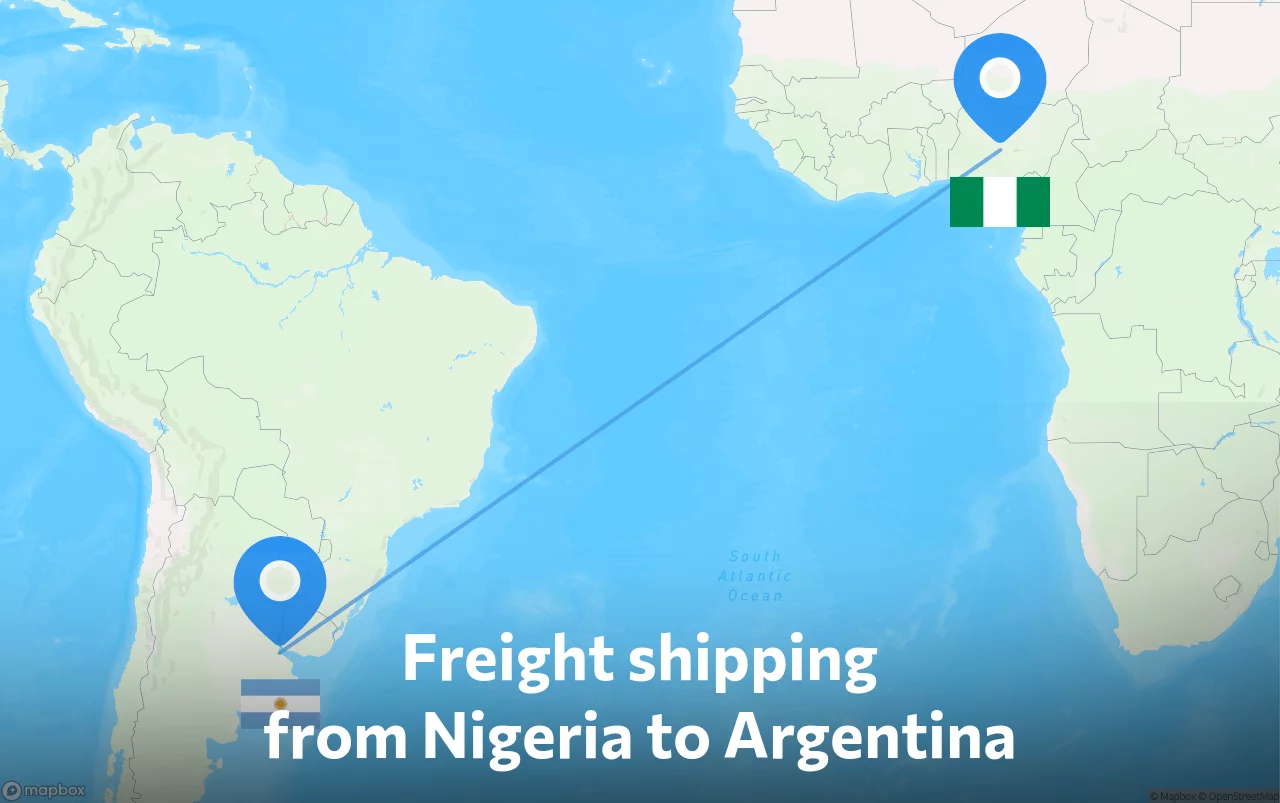 Shipping route from Nigeria to Argentina