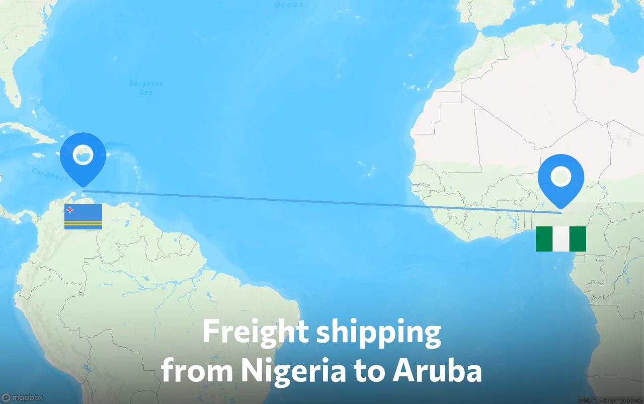 Shipping route from Nigeria to Aruba